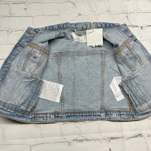 Zara Denim Jacket Baby Size 9-12 mos Light Wash Retro 80s 90s Casual - Picture 3 of 5